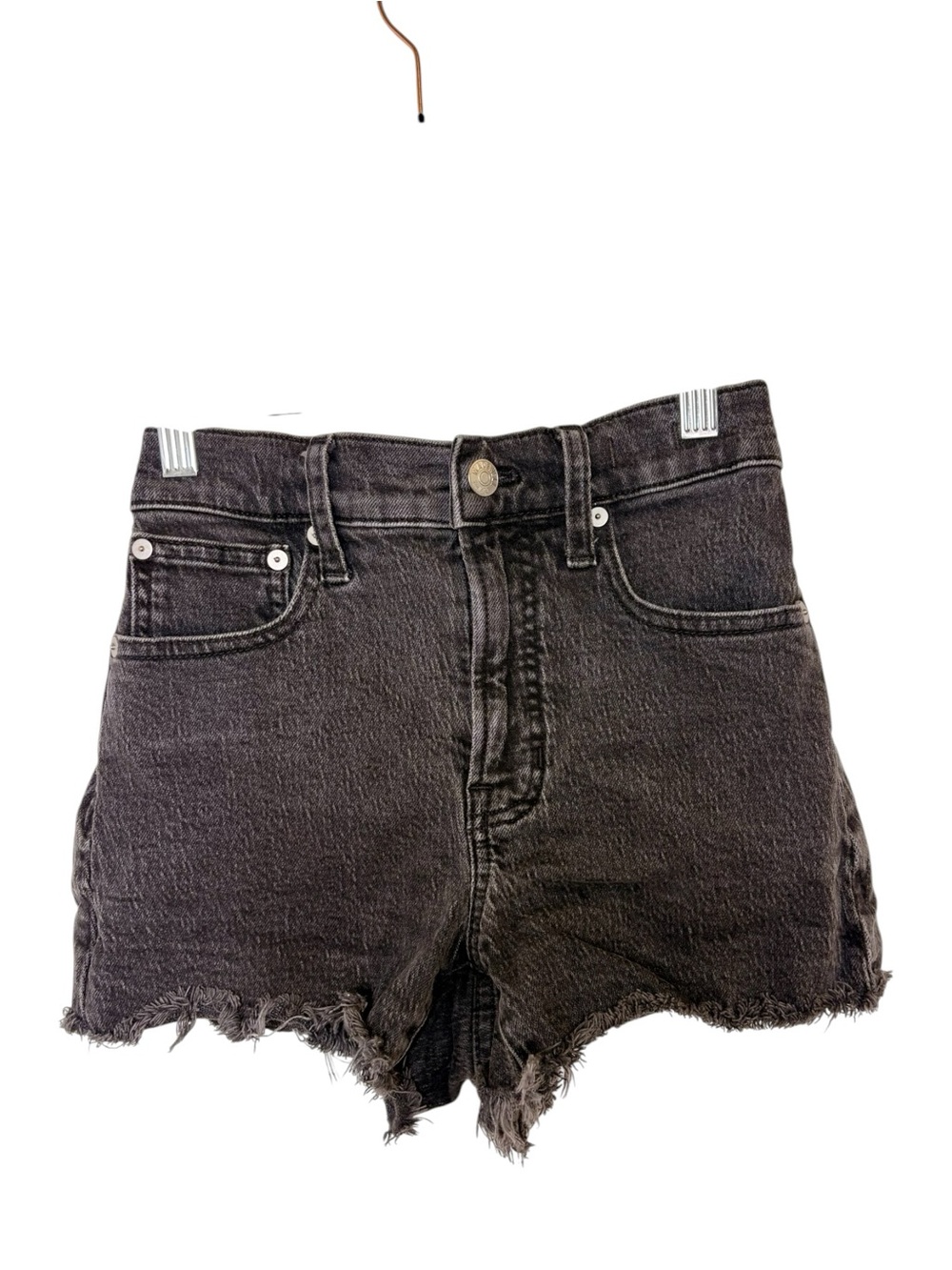 Madewell Washed Black “The Perfect Jean Shorts” Raw Hem Cutoff Size 23